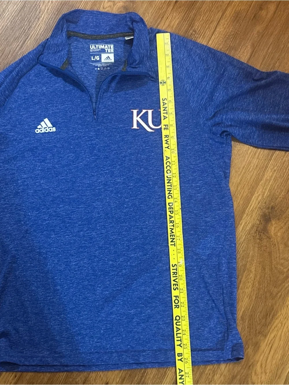 adidas Blue KU Heathered Quarter-Zip Pullover